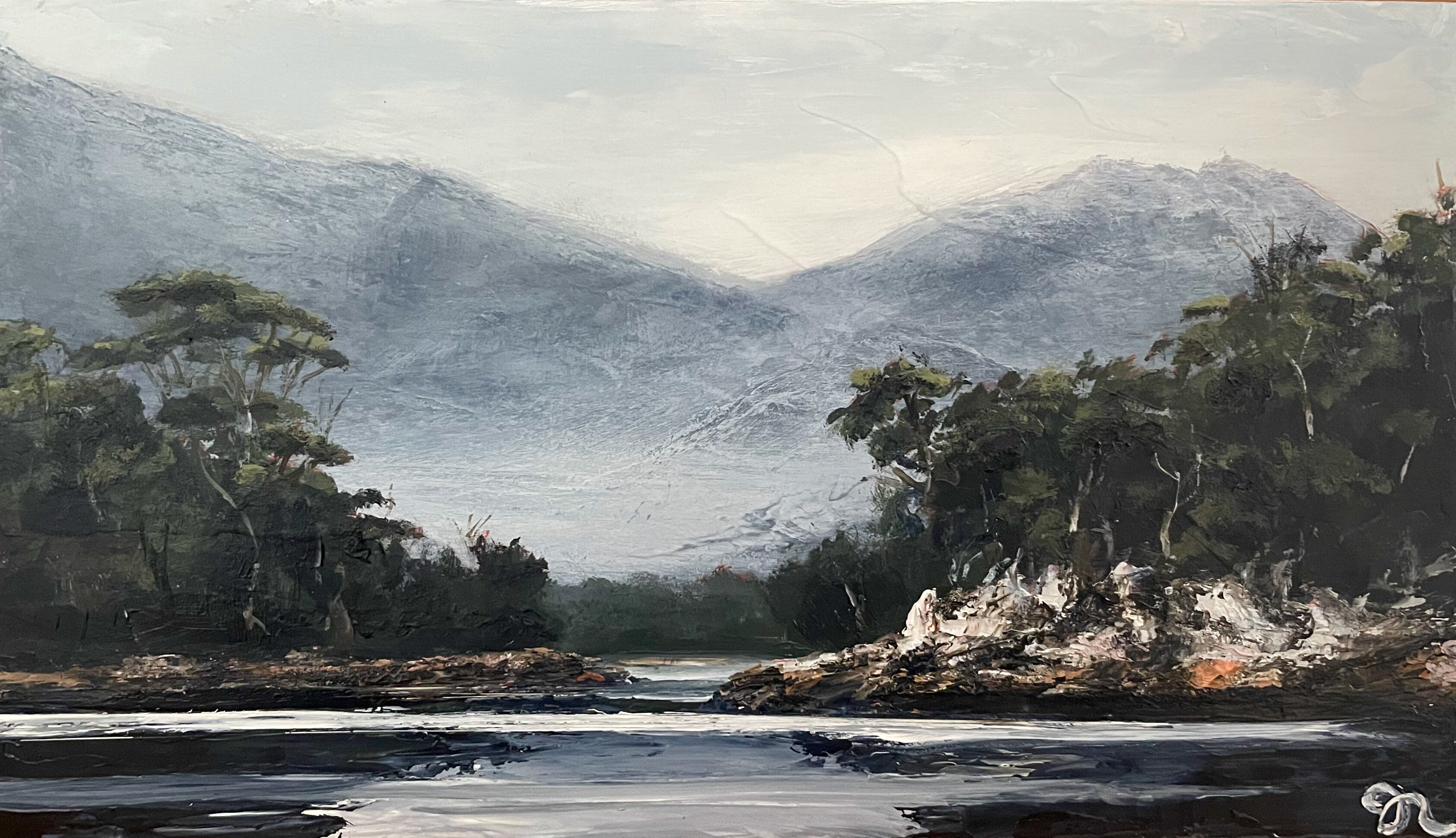 Foggy Inlet Study, 13x23cm, Jennifer Riddle